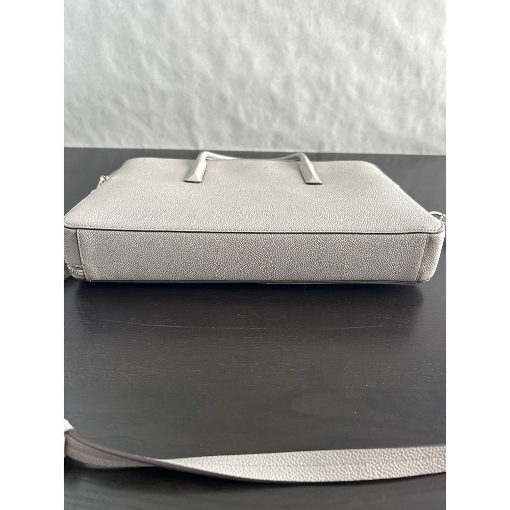 Kate Spade Grey Pebbled Leather Laptop Bag Briefcase Crossbody Messenger Bag - Picture 9 of 12